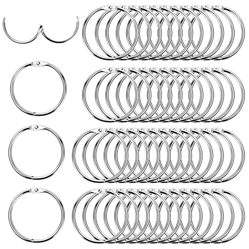 Xzeemo 50PCS Anneaux de Livre Métal, 30mm Anneaux de Reliure, Classeur à Anneaux, Bagues de Reliure, Loose Leaf Snap Anneaux, Anneau Porte Clé, Anneaux Classeur pour Album Scrapbook Rideau de Douche Cover