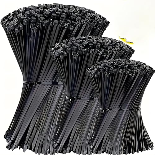 Universal-Kabelbinder aus Nylon Mehrzweck-Kabelbinder selbstsichernd für Zuhause Büro Küche Schwarz 100 Stück