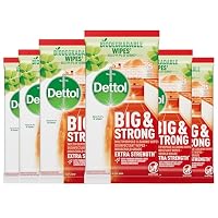 Dettol Big and Strong Kitchen Antibacterial Cleaning Wipes Citrus, 25 Wipes x 6 Pack