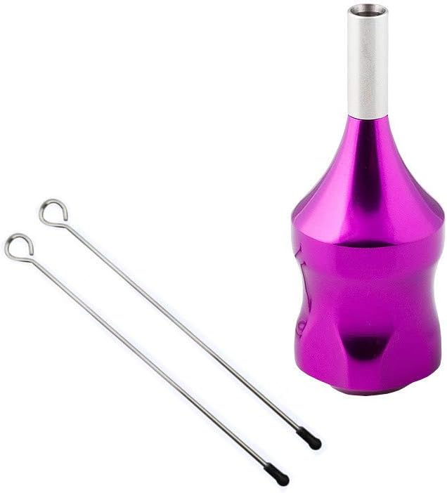 EZTAT2 6/5 Inch Aircraft Aluminum Tattoo Cartridge Grip Purple with 2Pcs Needle Bars for Rotary Cartridge Machine Supply