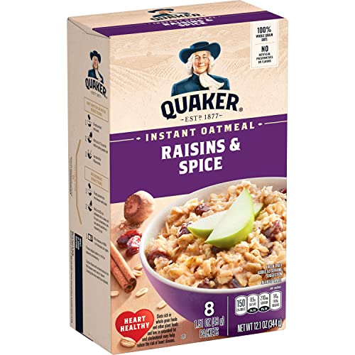 Image of Quaker Instant Oatmeal, Raisins & Spice, 1.51oz Packets (8 Pack)