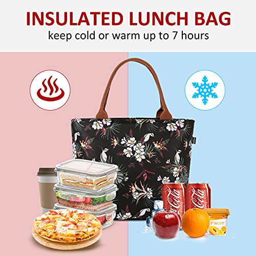 Image of Gloppie Lunch Bag Women Insulated Lunch Box for Women Leakproof Lunch Tote White Flower