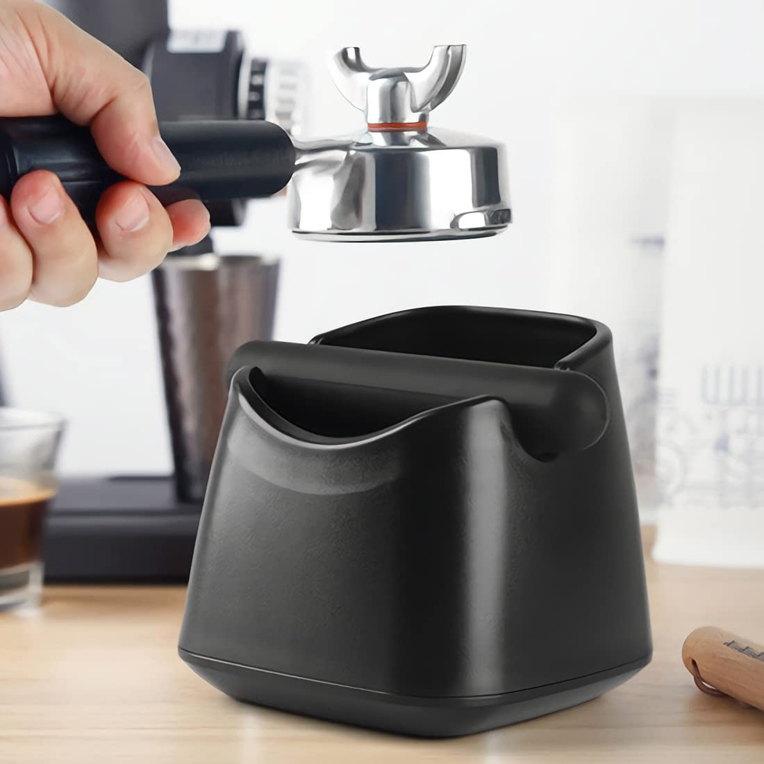 Boîte à café expresso, boîte à café en ABS, poubelle à café expresso, avec barre de frappe amovible et base antidérapante
