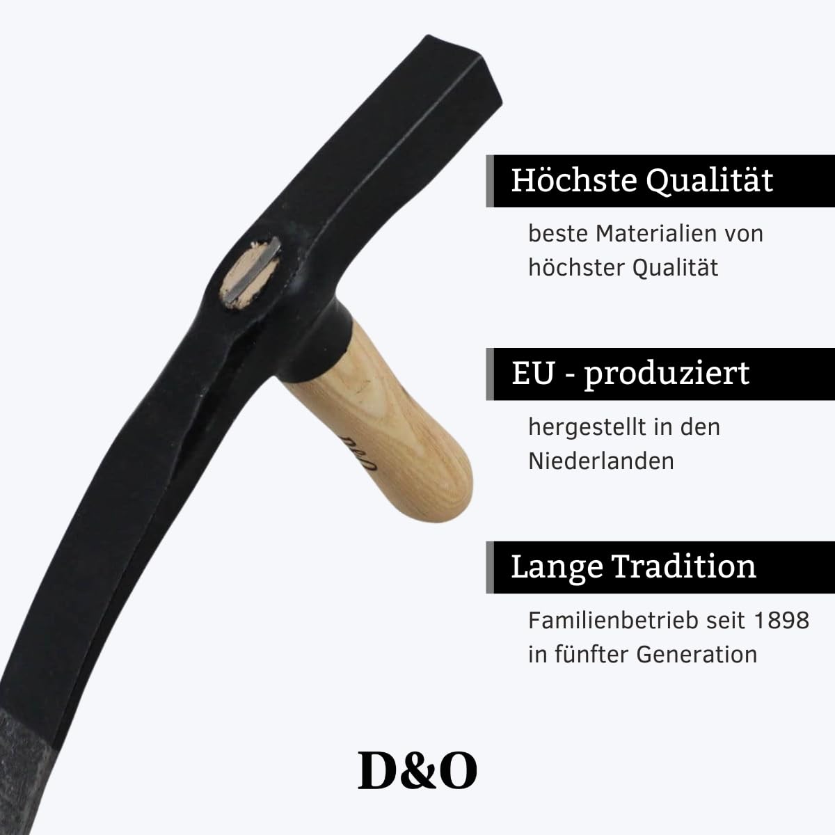 D&O - Pflasterhammer 1,7 kg aus Borstahl - Verlegerhammer mit Eschenstiel | Geschmiedeter Schonhammer für den Garten - Steinsetzerhammer mit 4 cm Kopfbreite - Handwerkzeug für Pflasterarbeiten