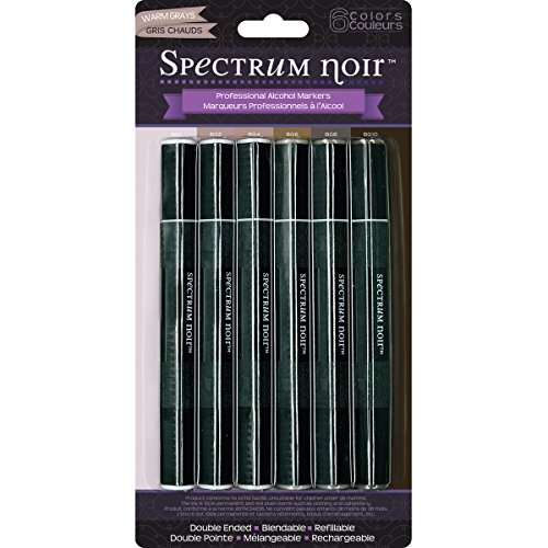 Crafter's Companion Spectrum Noir Alcohol 6 pc-Warm Greys Marker Set, Gray