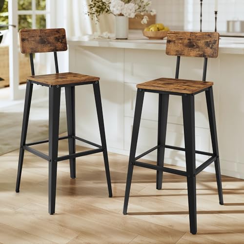 VASAGLE 2-Piece Bar Stools, 29.1-Inch Bar Height
