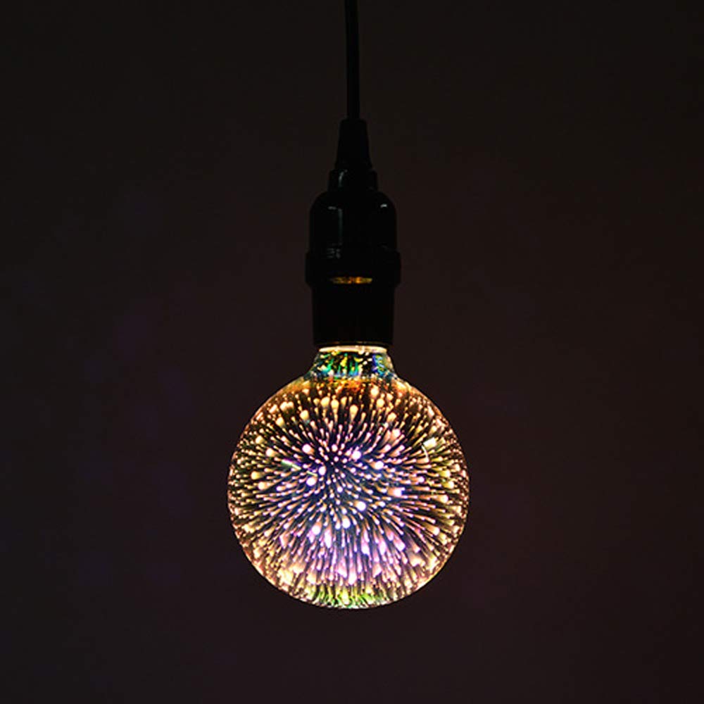 Funey - Confezione da 4 lampadine a LED con effetto fuochi d'artificio 3D, per illuminazione d'atmosfera decorativa E27 G95 Edison 7 W 160 lm 220-240 V, senza sfarfallio, non dimmerabili