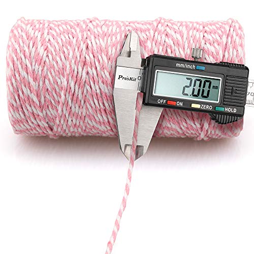 Image of jijAcraft Pink and White Twine String, 328 Feet Christmas Bakers Twine String, 2MM Heavy Duty Packing String for DIY Crafts, Christmas Decoration, Gift Wrapping, Craft Wrapping