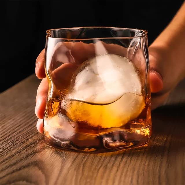 Image of PrimeWorld Grand Crystal Whiskey Glasses Set of 6 pcs- 300 ml Bar Glass for Drinking Bourbon, Whisky, Scotch, Cocktails, Cognac- Old Fashioned Cocktail Tumblers