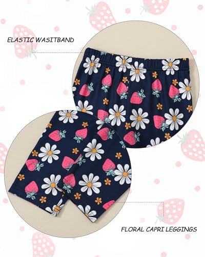 SOLOYEE Girls Clothes 7-8 Years Spring Summer Outfit, Short Sleeve Ruffle Top with Bowknot + Floral Print Capri Pants 2Pcs Set Cute Little Girl Clothing — view 4