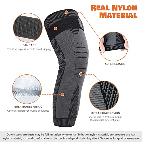 Colorcasa 【2 Pairs】 Tourmaline Acupressure Self-Heating Knee Sleeves, Mugwort Acupressure Shaping Knee Pads, Wormwood Self-Heating Knee Pads For Men And Women (Xl, Black+Orange) #TOP3