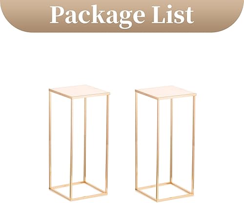 Miniatura 8 de Sziqiqi Jarrón de centros de mesa de boda para mesas con platos, 2 piezas de columna de metal, soporte geométrico de flores de 23.6 pulgadas,