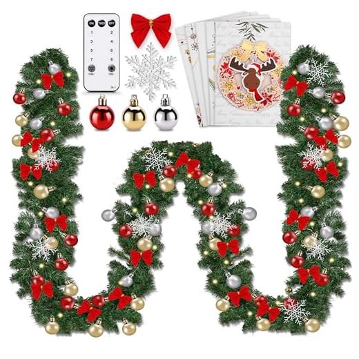 ONBEST Weihnachts-Girlande 10m mit Beleuchtung 100 LEDs warmweiß – Fernbedienung, Timer, 7 Lichteffekte – Weihnachtsdeko Tannengrün mit Lichterkette & Deko für In- & Outdoor (10 Meter)