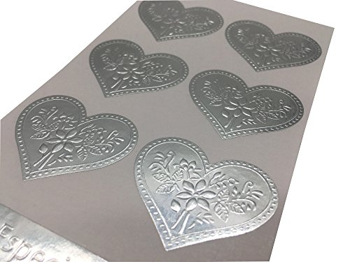 Envelopes Label Stickers Love Heart Shape Stickers 60 Pcs Kraft Paper Thank You Stickers Retro Metallic Diy Decorative Adhesive Label For Packaging Bake Decoration Wedding Party Gift (Silver) #TOP3