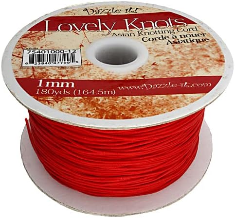 John Bead Lovely Knots 1mm Red Chinese Knotting Cord for Jewelry and Craft Making, 180 yds