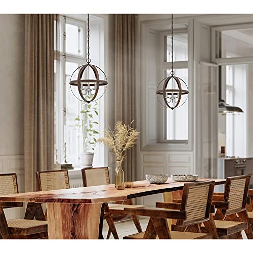 Image of Westinghouse 6116000 Stella Mira Three-Light Pendant, Walnut and Brushed Nickel