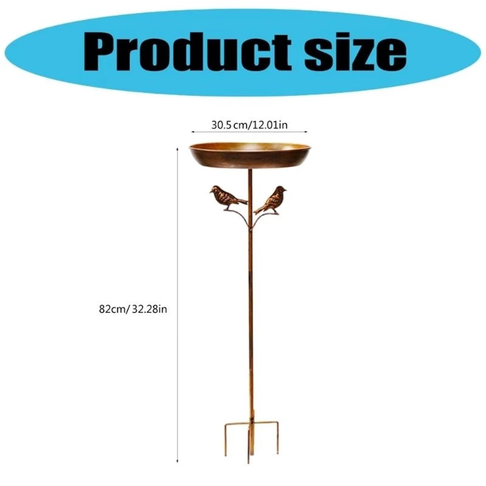 Vogeltränke Stehend Outdoor Bird Bath Bowl with Ornament | For Garden Decors Sturdy Metal Construction Stable