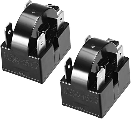 Miniatura 5 de uxcell 2 unids 22 Ohm 4 Pin Refrigerador Start Relay para Compresor Negro