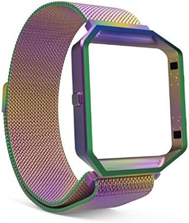 MLIYA Fitbit Blaze Straps With Frame Housing, Milanese Loop Stailess for Fitbit Blaze Smart Fitness, with Unique Magnet Lock