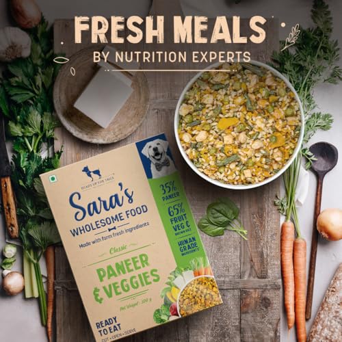 Image of Sara's Wholesome by HUFT Classic Paneer & Veggies Wet Dog Food - 100 gm | Vegetarian Recipe | Human-Grade Ingredients | Complete & Balanced Nutrition | Suitable for Puppies & Adult Dogs