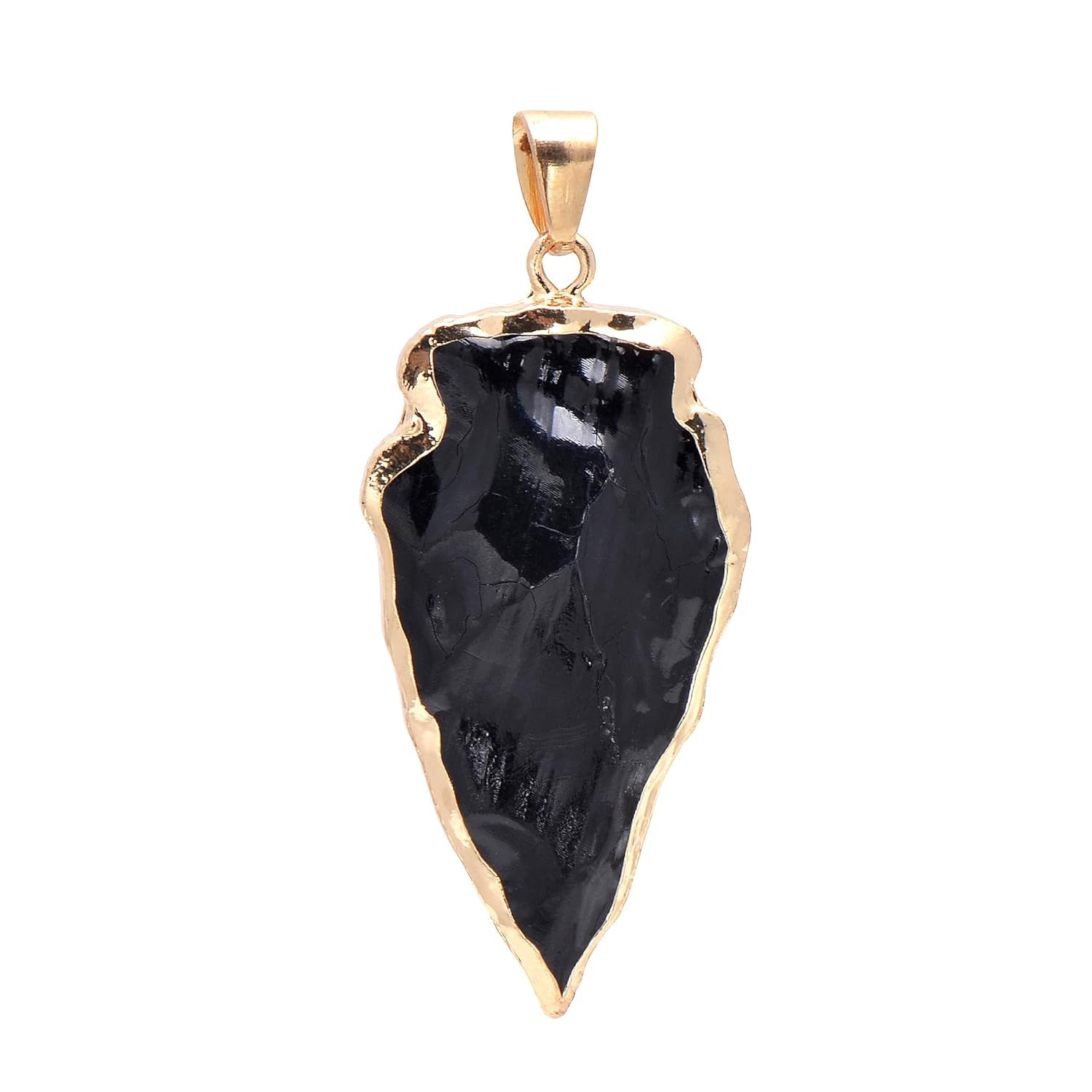 Jet InternationalJet Black Tourmaline Gold Plated Arrowhead Pendant