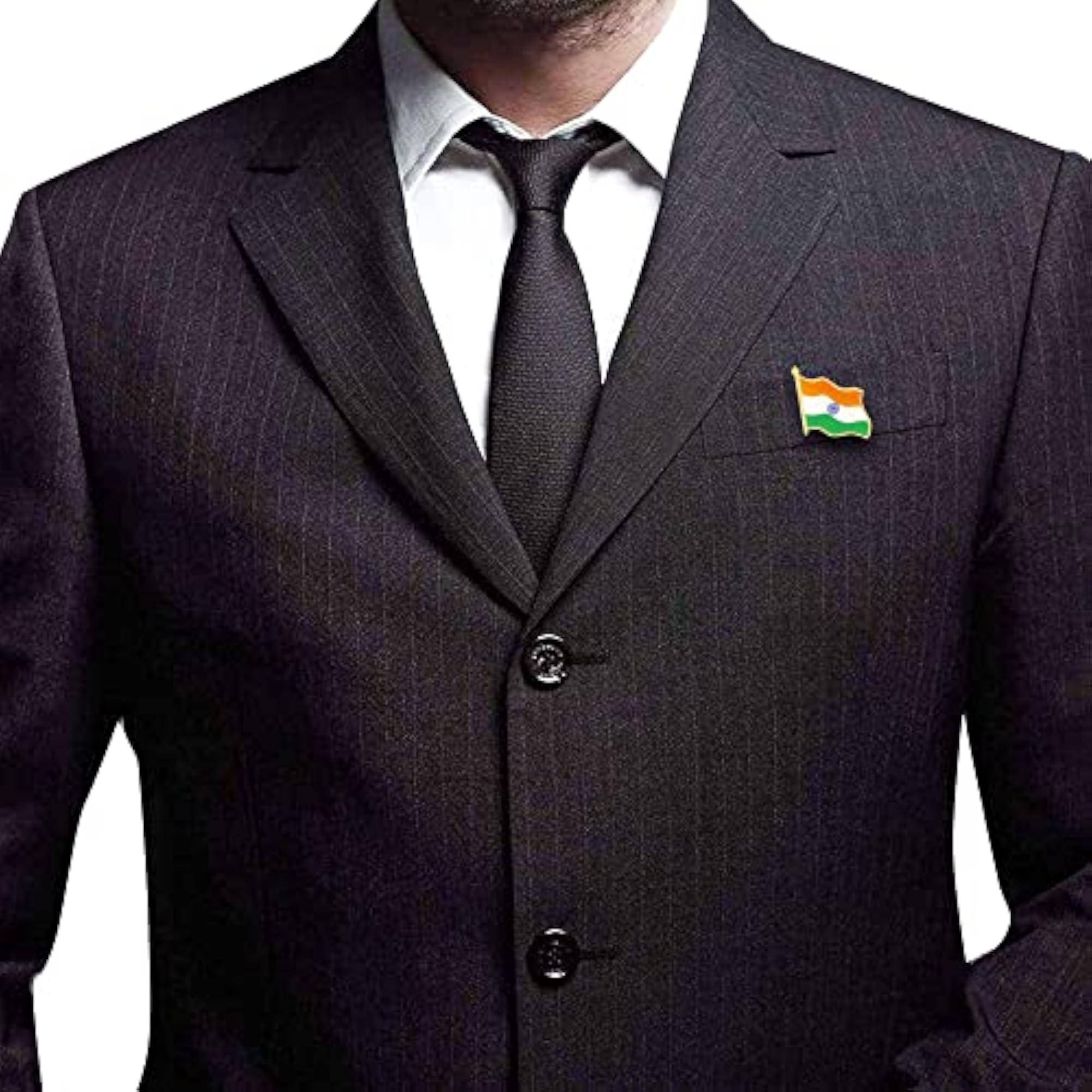 Gold-Plated Indian National Flag Brooch for Independence Day