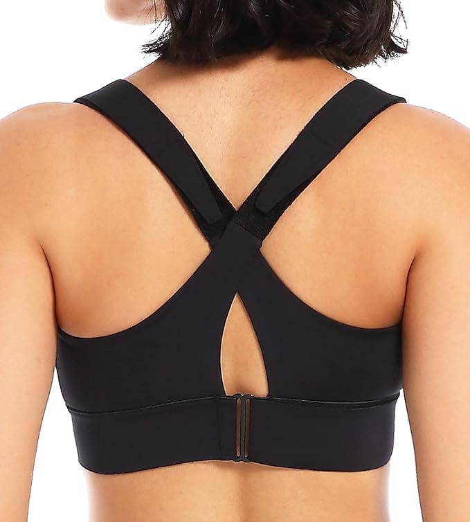 Image of Women Polyester Spandex High Impact Front Zip Sports Bra Fitness Criss Cross Back Crop Tops for Gym, Yoga & Workout - Size: M-4XL