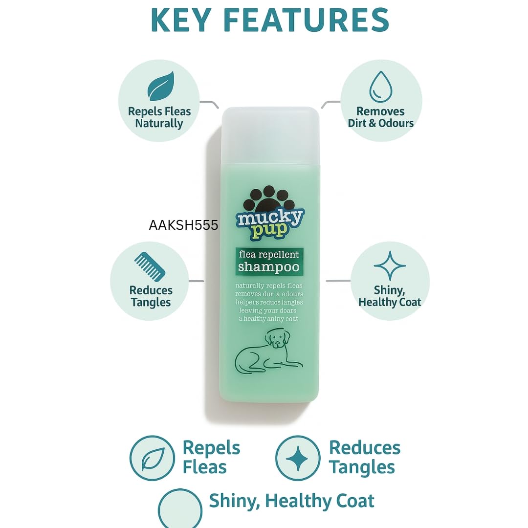 2- PACK Mucky Pup Flea Repellent Dog Shampoo (2 x 475ml), Natural Flea Treatment & Deep Cleaning Dog Wash - Image 3