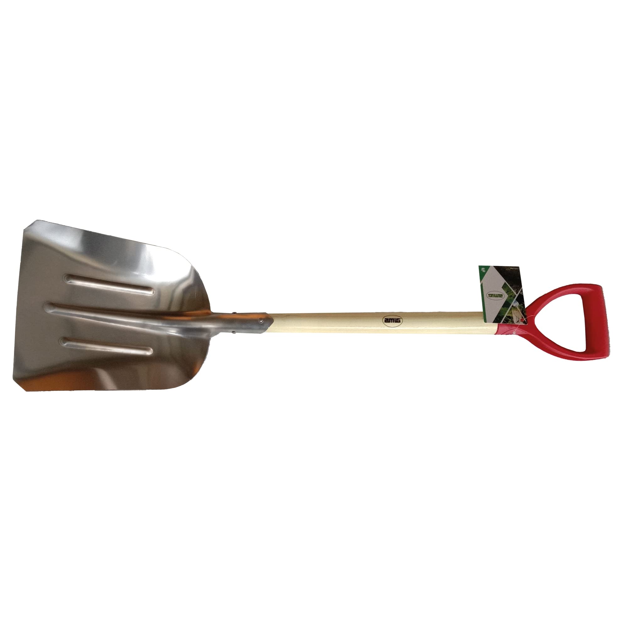 Amig - Pala da Giardino Quadrata | Pala con Lama in Alluminio e Manico in Legno per Scavare e Rimuovere Terra | Attrezzi per Orto e Giardinaggio in Finitura Argento| Misure: 110 cm.