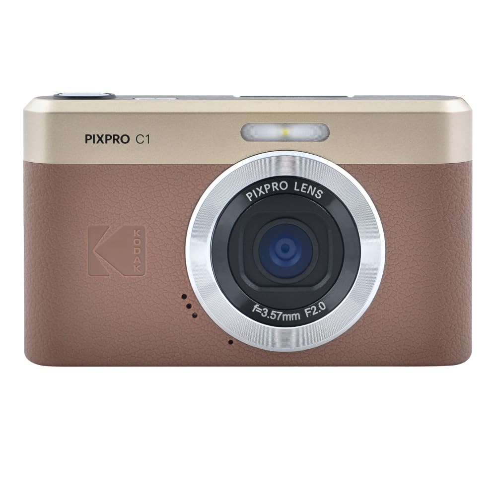 Kodak Pixpro C1 – Appareil Photo Numérique Ultra-Compact | 13MP BSI CMOS, Zoom 4X, Écran LCD 2.8", Flash LED, Batterie Intégrée – Marron