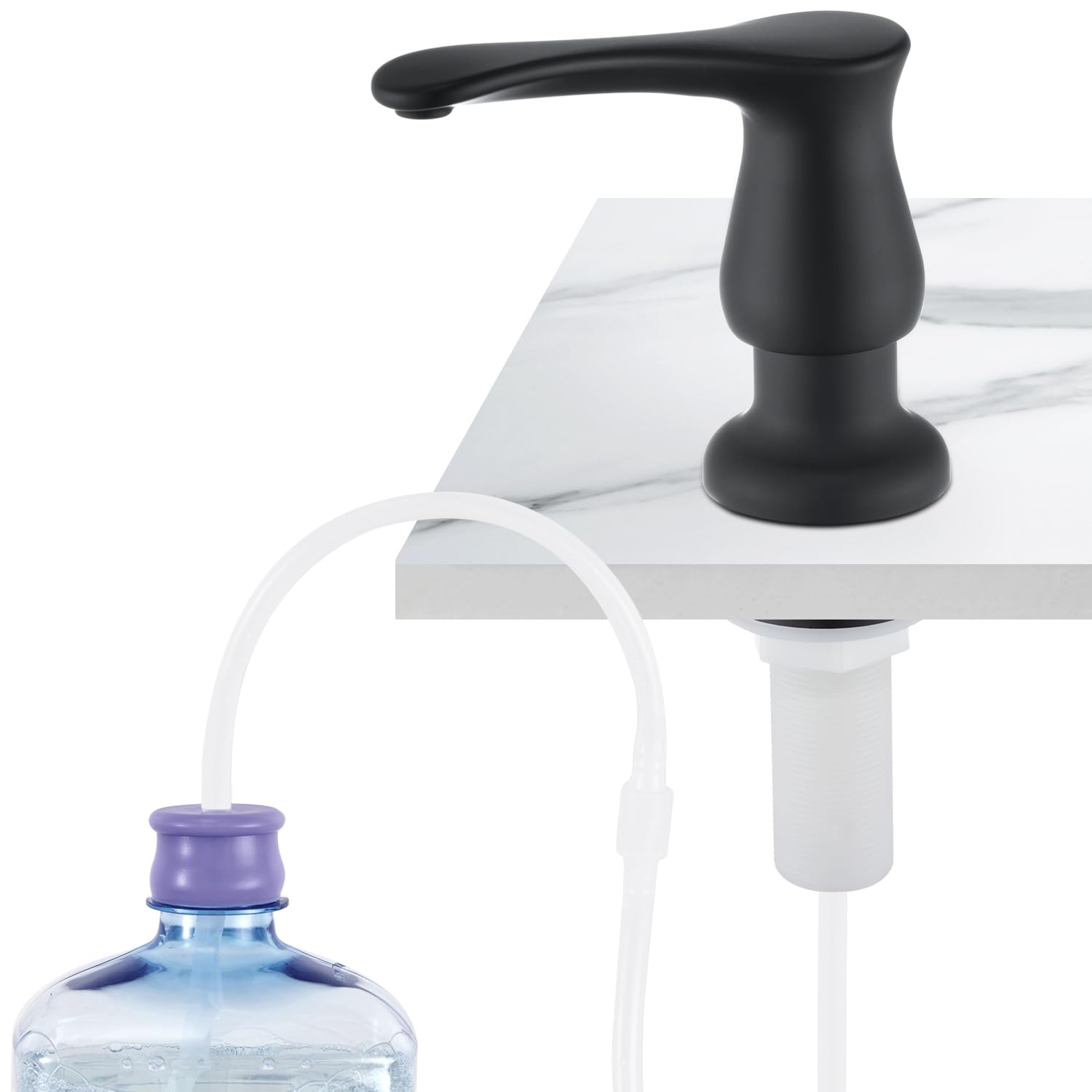GAGALIFE Kitchen Sink Soap Dispenser Matte Black, Under Sink Soap Dispenser with 40" Silicone Extension Tube Kit,Say Goodbye to Frequent Refills