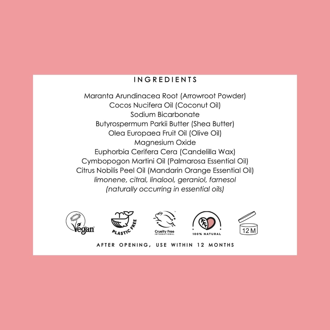 The Natural Deodorant Co, Clean Deodorant Balm Palmarosa & Mandarin 55g, Aluminium Free, Plastic Free, All Day Protection - Image 6