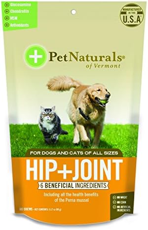 Pet Naturals of Vermont - Hip + Joint, Daily Joint Supplement for Dogs and Cats, 60 Bite-Sized Chews