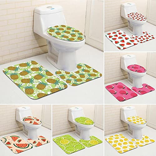 Sommer Obst Cool Style Badezimmer Dekorativ 3 Stück Set rutschfeste Matte Toilettensitzbezug Badteppich Zubehör L1 50x80 cm – Bild 5