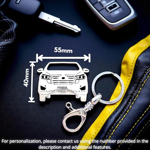 Image of Premium Stainless Steel Car Keychain | Personalized Custom Name Keyring | Stylish Car Shape Metal Key Holder made for Toyota Fortuner, Legender, Innova Crysta, Hycross, urban cruiser hyryder