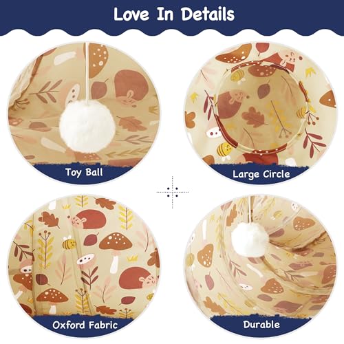 Image of Tempcore Cat Tunnel for Indoor Cats, 3 Way Collapsible Pet Play Tunnel with Teaser Wand, Peek Holes & Hanging Ball, Interactive Tube for Kittens & Rabbits, Khaki Hedgehog