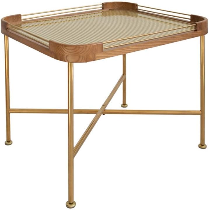 Side Table/End Table,Side End Occasion Table, Modern Square Solid Wood Coffee Table Tempered Glass Top for Living Room, Study Room Or Bedside - Easy to Assemble