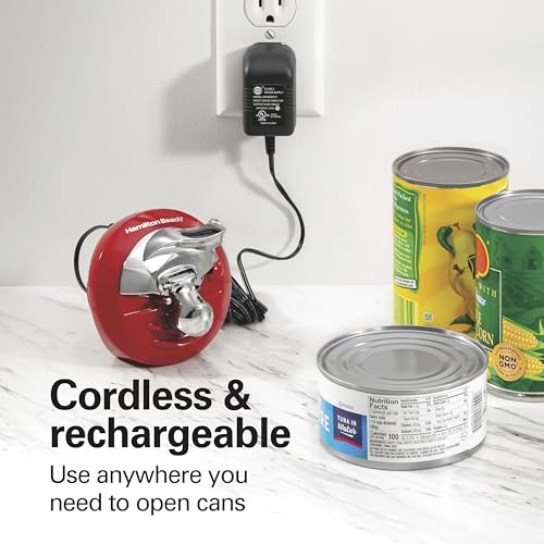 Hamilton Beach Walk 'n Cut Electric Can Opener for Kitchen, Use On Any Size, Automatic and Hand-Free, Cordless & Rechargeable, Easy Clean Removable Blade, Red (76506) by Hamilton Beach - Image 2