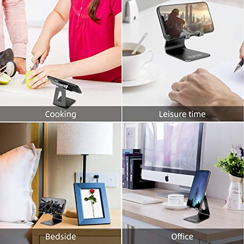 Adjustable Cell Phone Stand, Urmust Phone Stand: Aluminum Cradle, Dock, Holder Compatible with iPhone Xs XR 8 X 7 6 6S Plus SE 5 5S 5C Charging, Accessories Desk, Android Smartphone(Black)