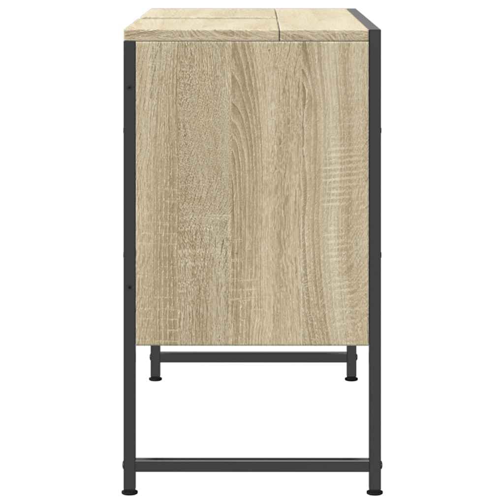 Szafka pod umywalkę, dąb Sonoma, 80 x 33 x 60 cm, materiał drewnopochodny z miejscem do przechowywania i otworem na syfon, meble łazienkowe, szafka do przechowywania, organizer dla gości WC i