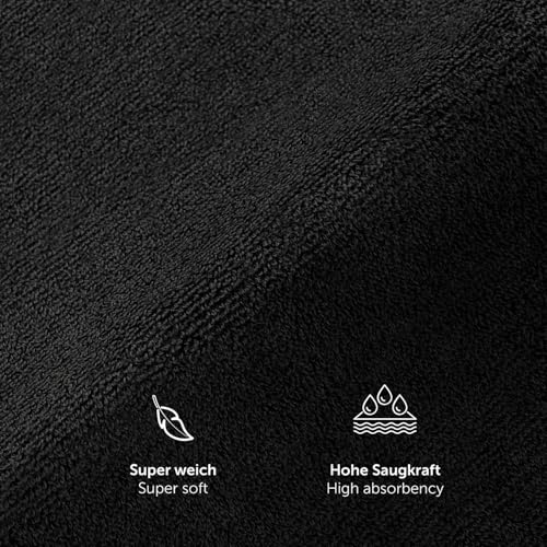 Blumtal Premium Frottier Waschlappen Set 10 teilig 100% Baumwolle - Oeko-TEX zertifizierte Waschlappen 10x (15x20 cm) - Ultra saugstarkes Frottier Seiftücher Set waschbar °60 - Seiflappen Schwarz – Bild 6