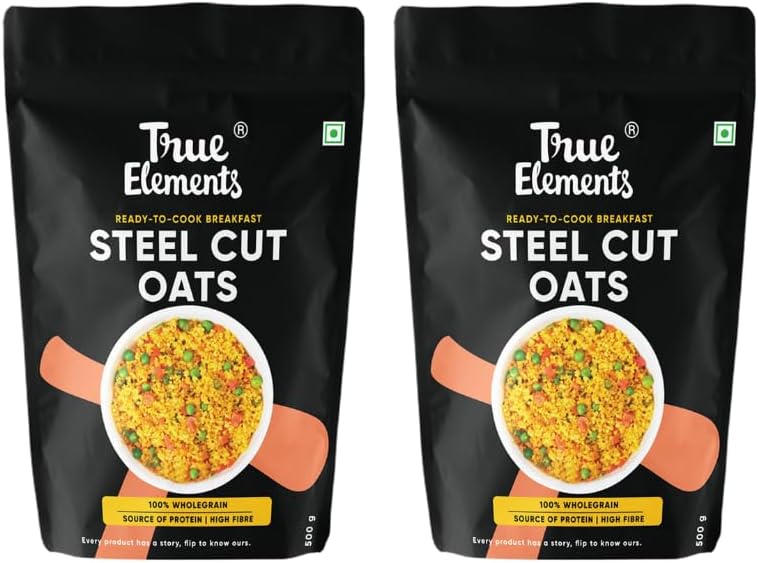 Steel Cut Oats 500 g*2 - Diabetic Friendly | High in Protein and Fiber | Gluten Free Oats | Healthy Breakfast Cereals