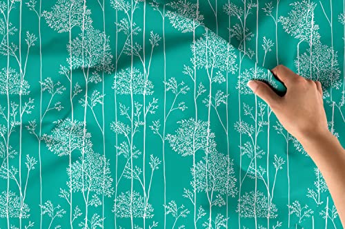 Image of Encasa XO Printed Satin Fabric by Meter - Blotch Teal, 58 Inch Width (147 cm), Soft Polyester Cloth for Curtains, Cushion Covers, Dresses, Kurtis, Crafts, Craft Sewing & Home Decor