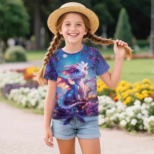 WELLFLYHOM Girls Tee 5-12 Tie Front Tee Short Sleeve T Shirt Graphic Crewneck Tee Shirt Tops Back to School Clothes4