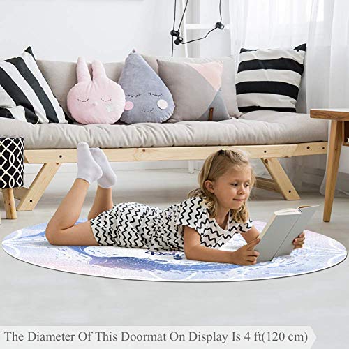 Tapis rond dauphins 160cm : décoration douce en polyester multicolore - 4