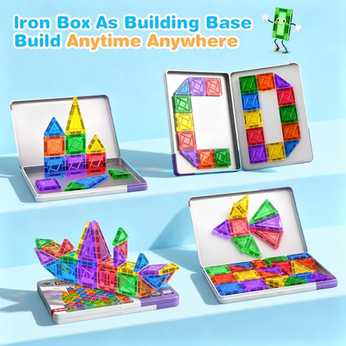 Miniatura 4 de Subtail 54pcs Mini Bloques Construccion Magneticas Niños Juguetes Viaje Para Niños Niñas 3 4 5 6 7 Años Creativo Educativos Magnetic Tiles Juego Magnetico Regalo Juegos Cumpleaños Navidad Comodidad