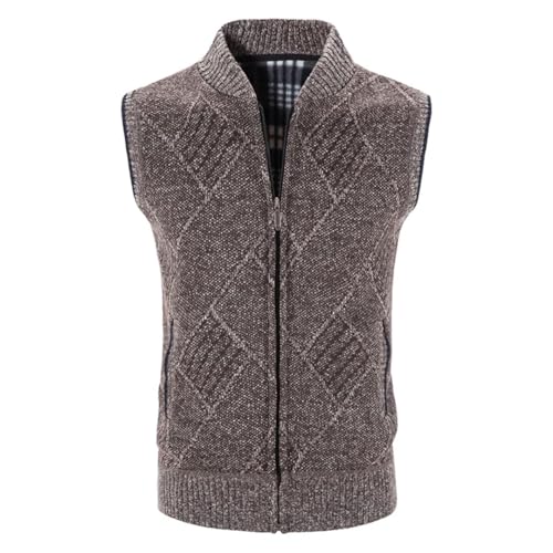 Men’S Fleece Lined Knitted Sweater Vest Warm Slim Fit Turtleneck Sleeveless Zip Up Casual Jacket2