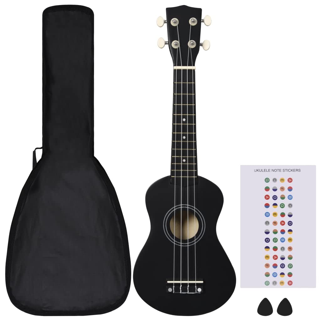 Musikinstrumente – Hobbys & Creative Arts – Sopran-Ukulele-Set mit Tasche für Kinder, schwarz, 53,3 cm