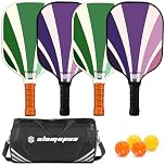 Pickleball Paddles | Pickleball Set for Beginners | Honeycomb Core & Fiberglass Paddles, Lightweight Racket | Includes 4 Pickleballs and Oxford Cloth Bag | Ideal Outdoor Gift for Family