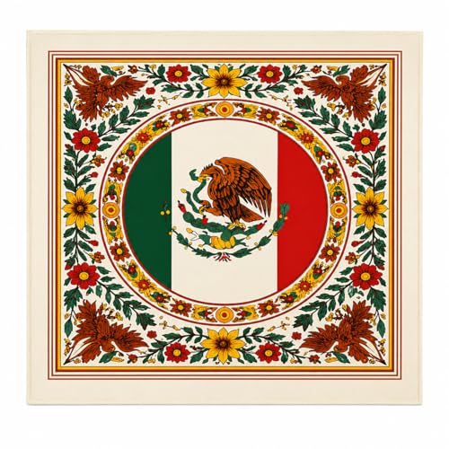 Mexican Flag Bandana 100% Satin Polyester Large Bandana for Men & Women | Bandera de Mxico | Perfect for Festivals Da de los Muertos Headwear & Accessories